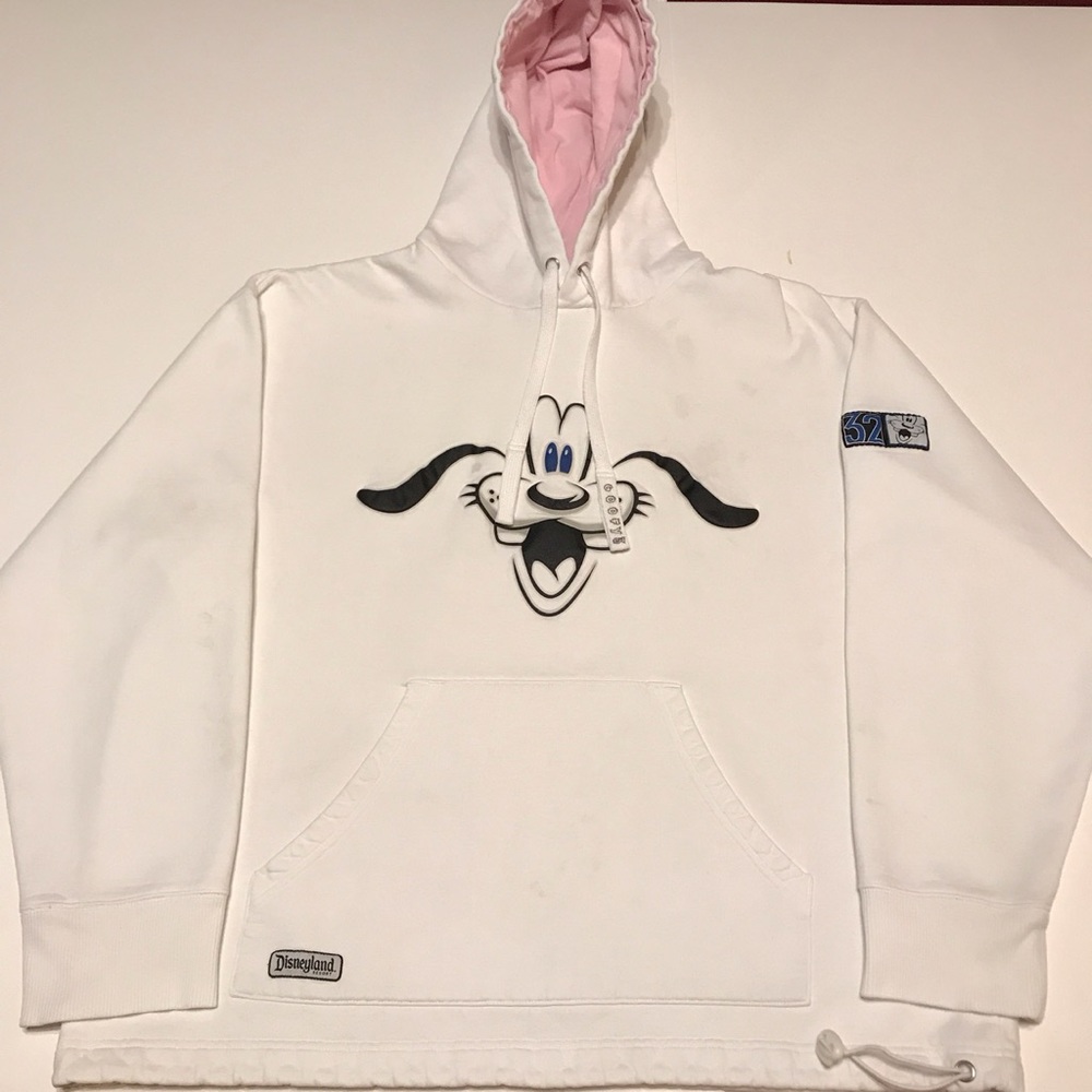CLASSIC DISNEYLAND RESORT GOOFY FACE WHITE HOODIE (XL)